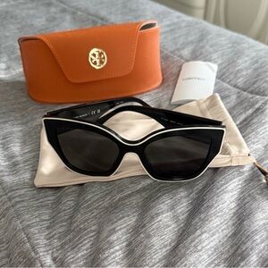 Tory Burch Black and White Cat-Eye Sunglasses